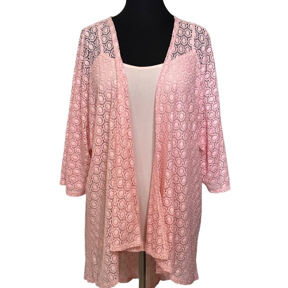 Women's Pink Kimono Open Jacket and Spaghetti Strap Camisole Size L/XL (READ) - Picture 1 of 16